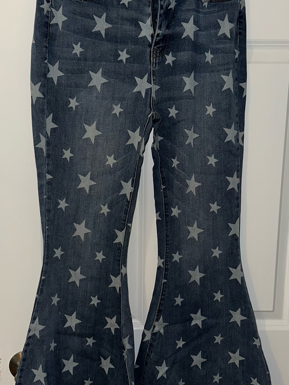 Judy Blue Navy Blue Star-Pattern Flare Jeans